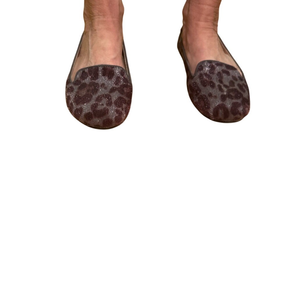Leopard Print Loafers Slip On Flats Sparkle Casual Shoes‎